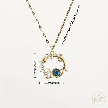 Signature Elegant Planet Pendant Dolphin Necklace - SeoulChic.store