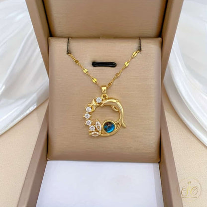 Signature Elegant Planet Pendant Dolphin Necklace - SeoulChic.store