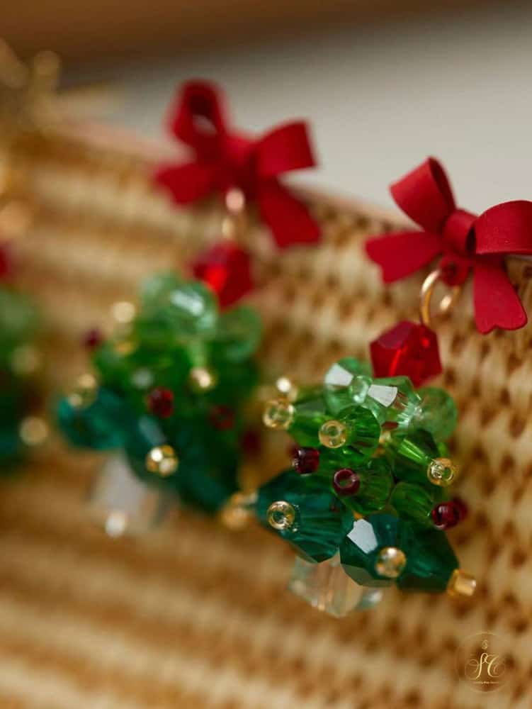 Refined Elegant Red Bow Christmas Tree Earrings - SeoulChic.store