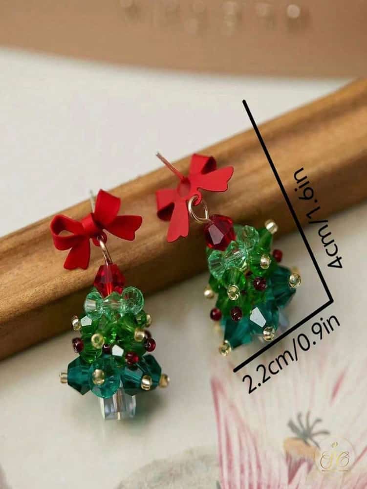 Refined Elegant Red Bow Christmas Tree Earrings - SeoulChic.store