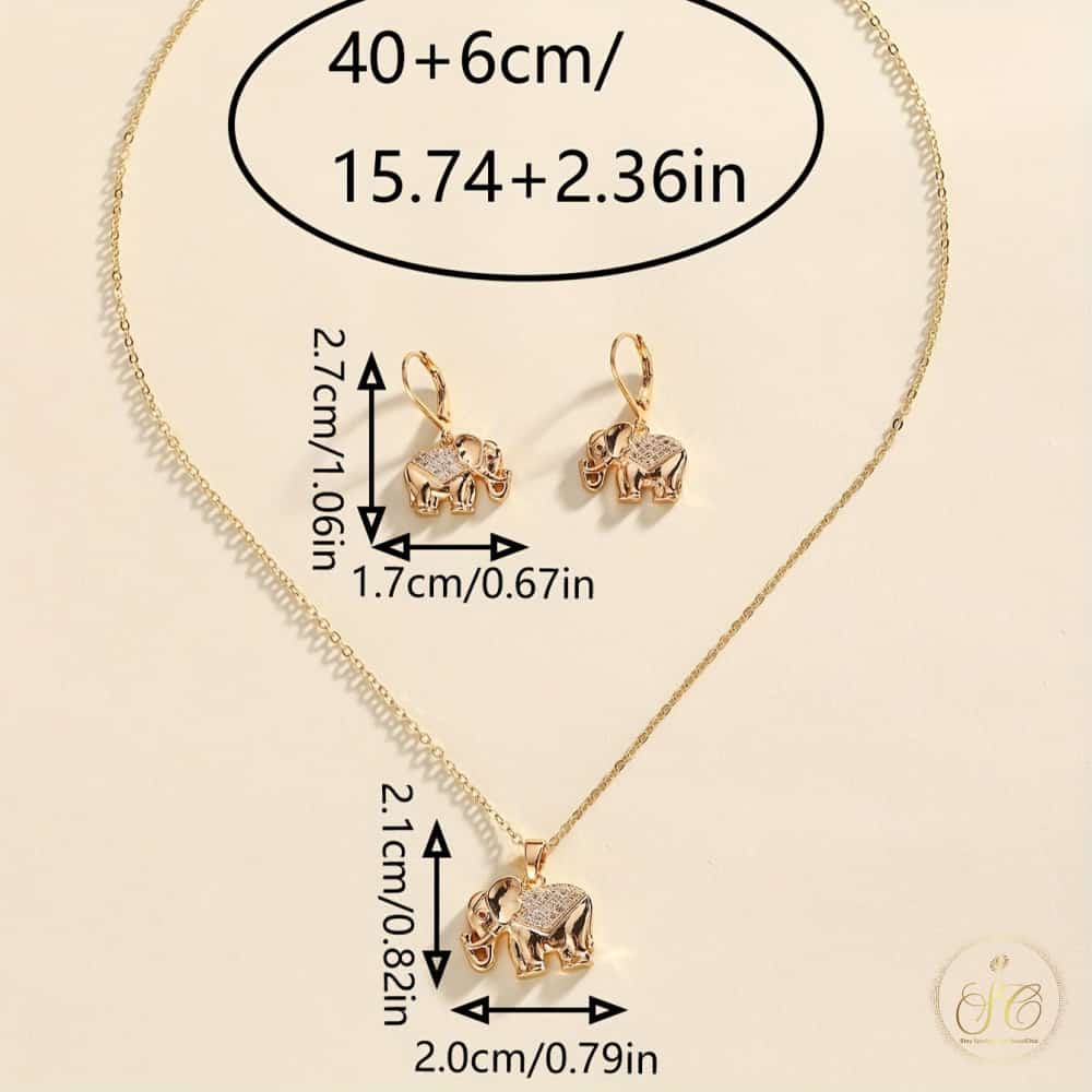 Refined Elephant Copper Micro Inlaid Zirconia Jewelry Set - SeoulChic.store