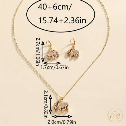 Refined Elephant Copper Micro Inlaid Zirconia Jewelry Set - SeoulChic.store