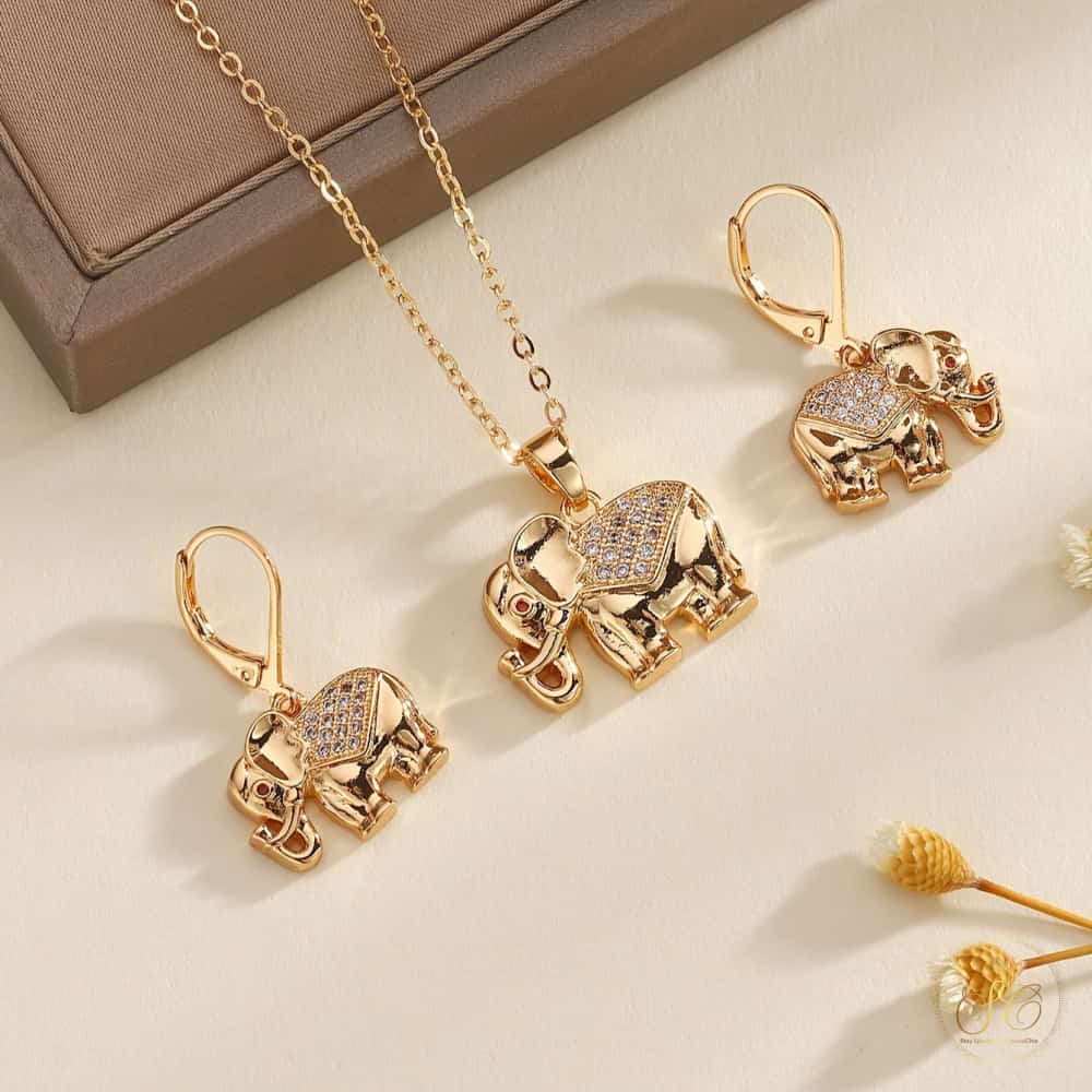 Refined Elephant Copper Micro Inlaid Zirconia Jewelry Set - SeoulChic.store