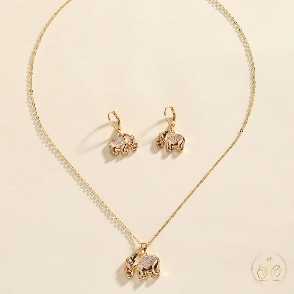Refined Elephant Copper Micro Inlaid Zirconia Jewelry Set - SeoulChic.store