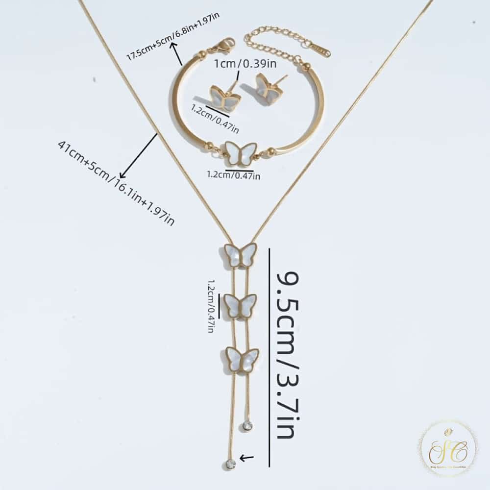 Graceful Enchanted Burgundy Butterfly Gold Plated Jewelry Set - SeoulChic.store