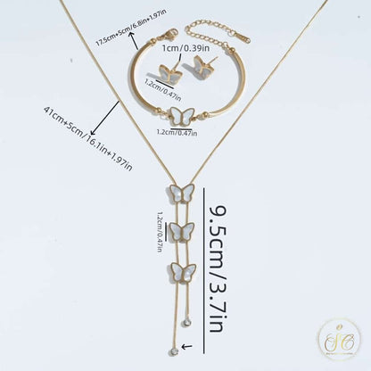 Graceful Enchanted Burgundy Butterfly Gold Plated Jewelry Set - SeoulChic.store