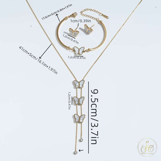 Graceful Enchanted Burgundy Butterfly Gold Plated Jewelry Set - SeoulChic.store