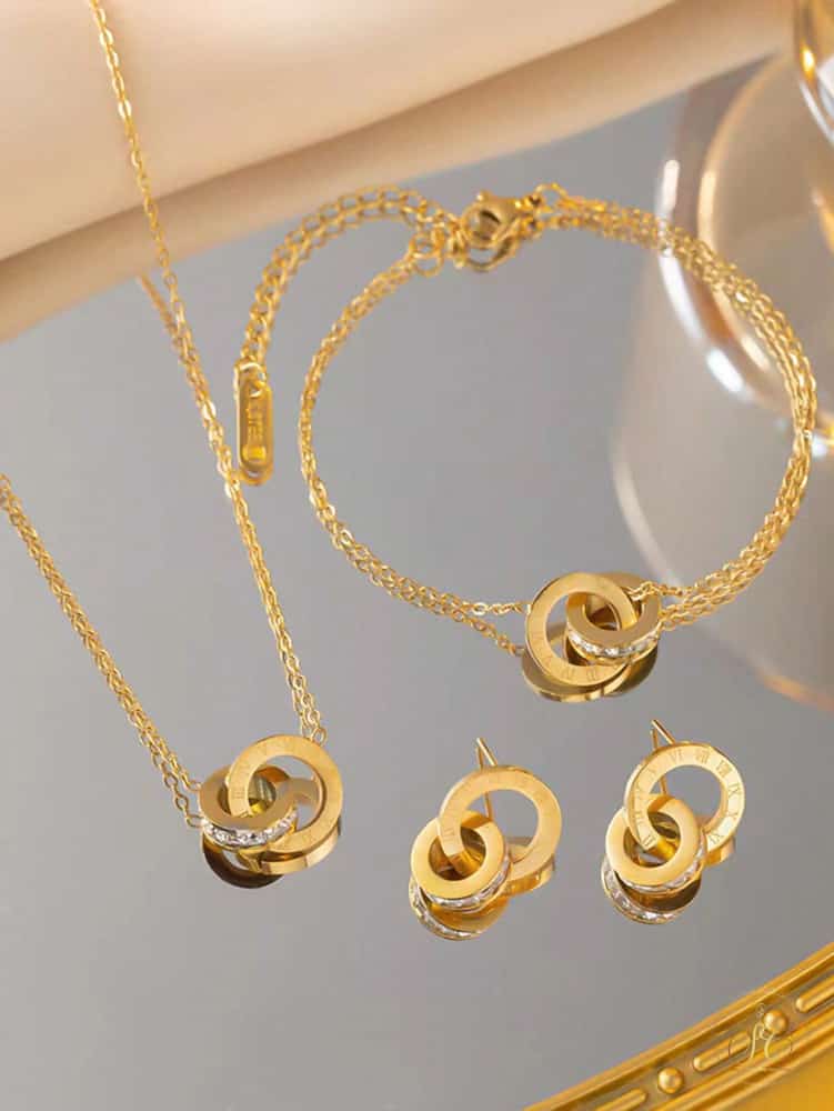 Modern Exquisite Minimalist Stainless Steel Roman Numeral Jewelry Set - SeoulChic.store