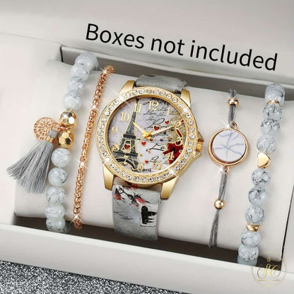 Luxury Fashion Digital Tower Dial Watch And Bracelet Set - SeoulChic.store