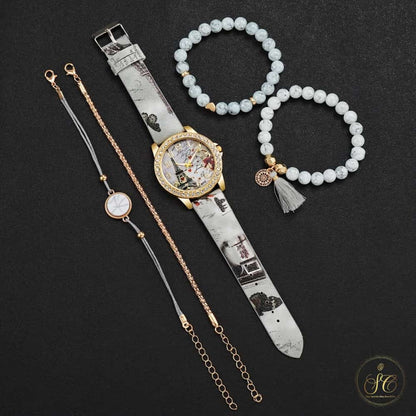 Luxury Fashion Digital Tower Dial Watch And Bracelet Set - SeoulChic.store