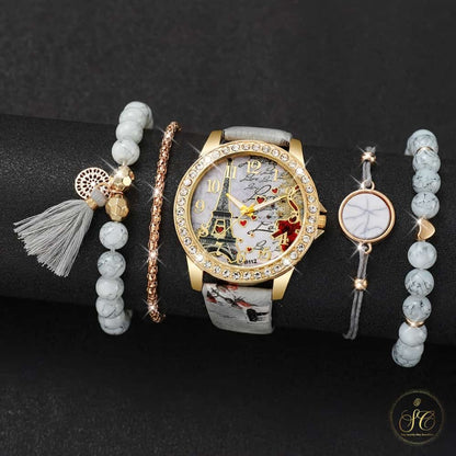 Luxury Fashion Digital Tower Dial Watch And Bracelet Set - SeoulChic.store