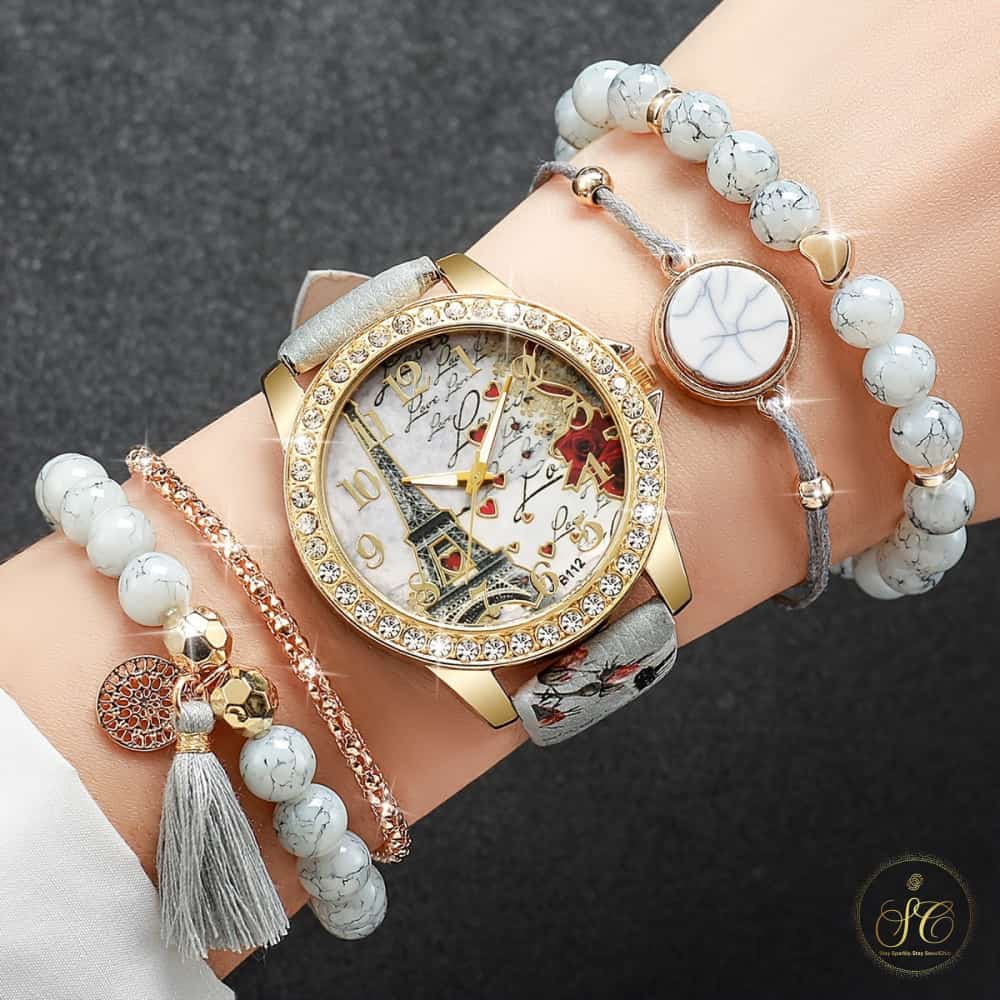 Luxury Fashion Digital Tower Dial Watch And Bracelet Set - SeoulChic.store