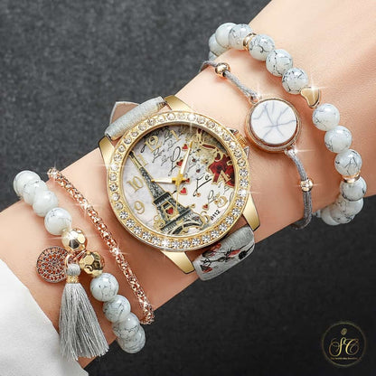 Luxury Fashion Digital Tower Dial Watch And Bracelet Set - SeoulChic.store