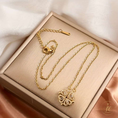 Elegant Fashionable Cubic Zirconia Lucky Grass Pendant Necklace - SeoulChic.store