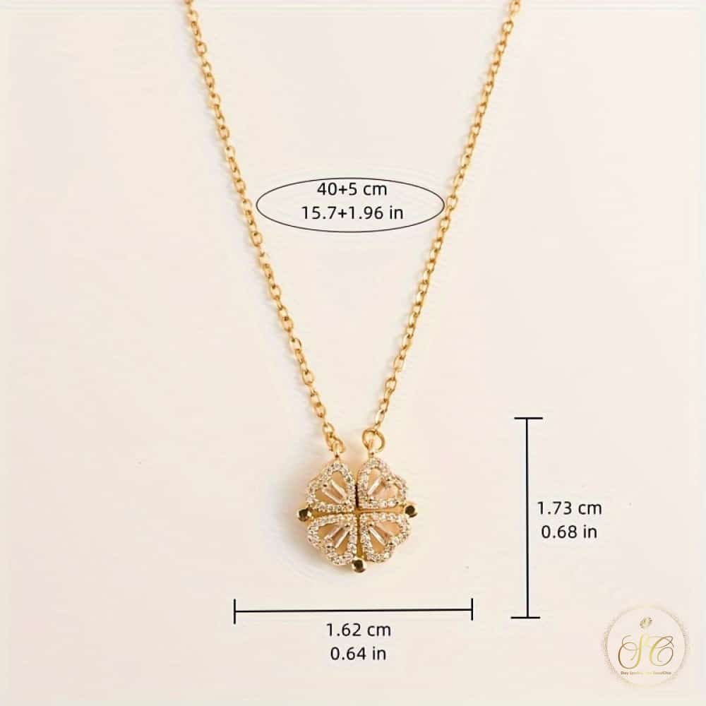 Elegant Fashionable Cubic Zirconia Lucky Grass Pendant Necklace - SeoulChic.store