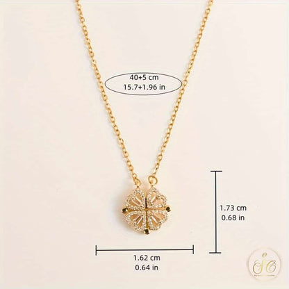 Elegant Fashionable Cubic Zirconia Lucky Grass Pendant Necklace - SeoulChic.store