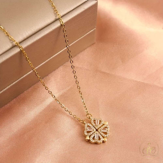 Elegant Fashionable Cubic Zirconia Lucky Grass Pendant Necklace - SeoulChic.store