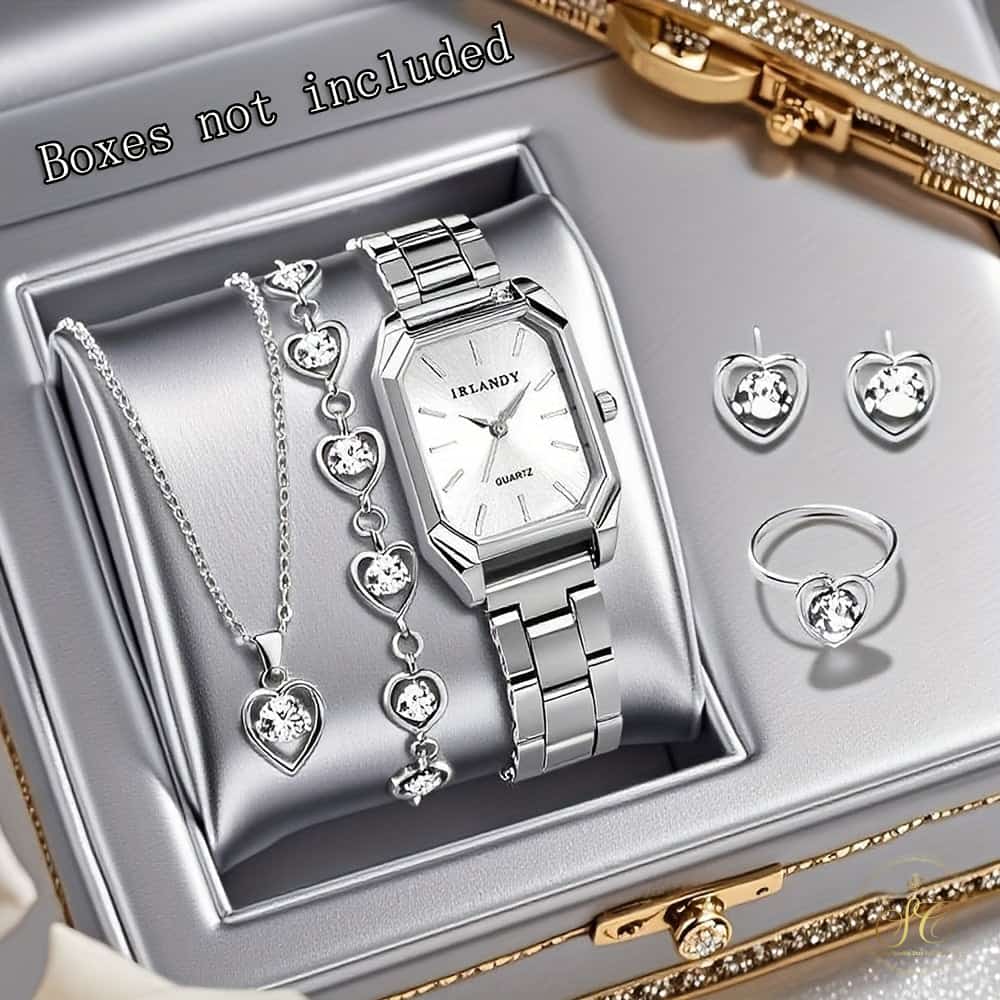 Timeless Fashionable Luxury Heart And Palace Style Watch Jewelry Set - SeoulChic.store