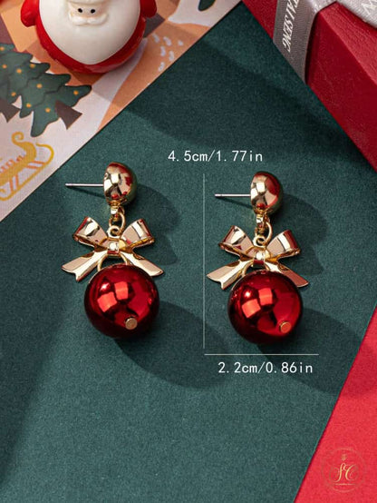 Refined Festive Red Ribbon Bow Earrings - SeoulChic.store
