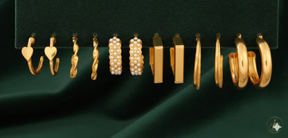 Graceful 6Pairs Of Premium Goldplated Metallic Earring Set - SeoulChic.store