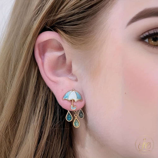 Classic Handmade Alloy Enamel Umbrella Raindrop Earrings - SeoulChic.store