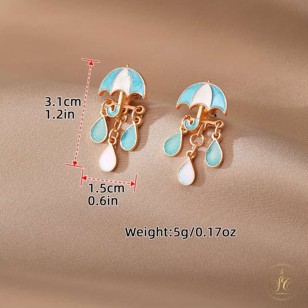 Classic Handmade Alloy Enamel Umbrella Raindrop Earrings - SeoulChic.store
