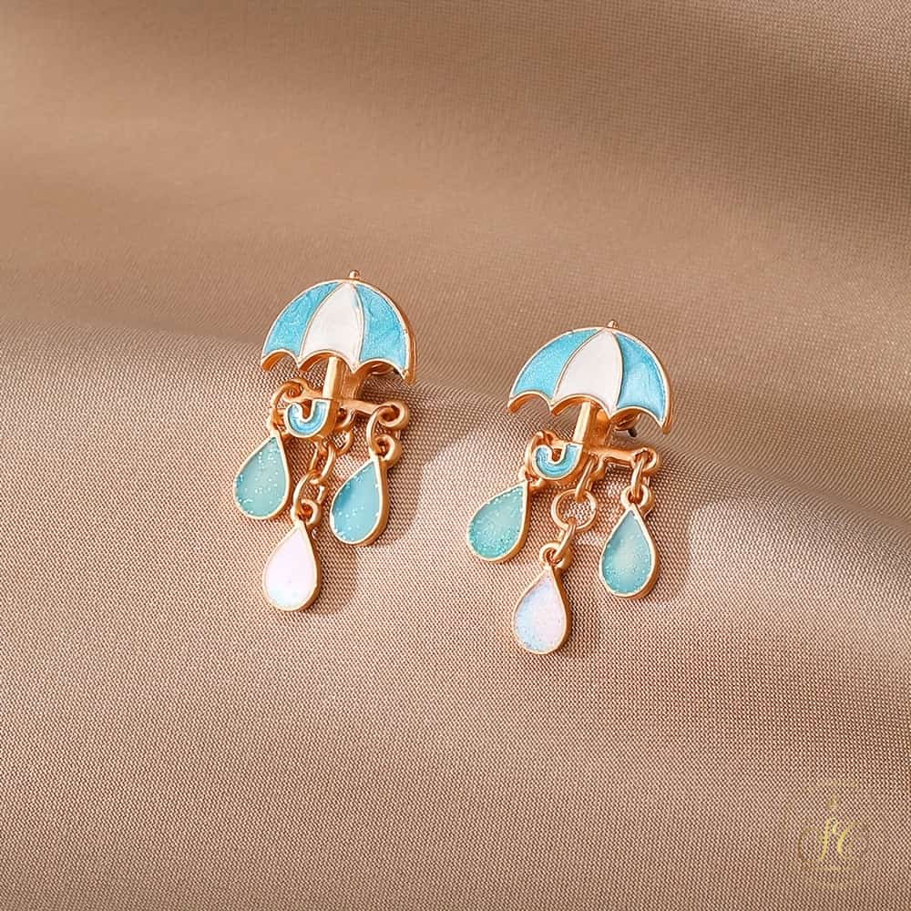 Classic Handmade Alloy Enamel Umbrella Raindrop Earrings - SeoulChic.store