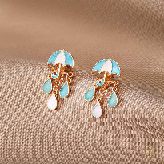 Classic Handmade Alloy Enamel Umbrella Raindrop Earrings - SeoulChic.store