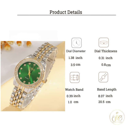 Refined High Aesthetic Minimalist Rhinestone Embellished Round Steel Watch And Jewelry Set - SeoulChic.store
