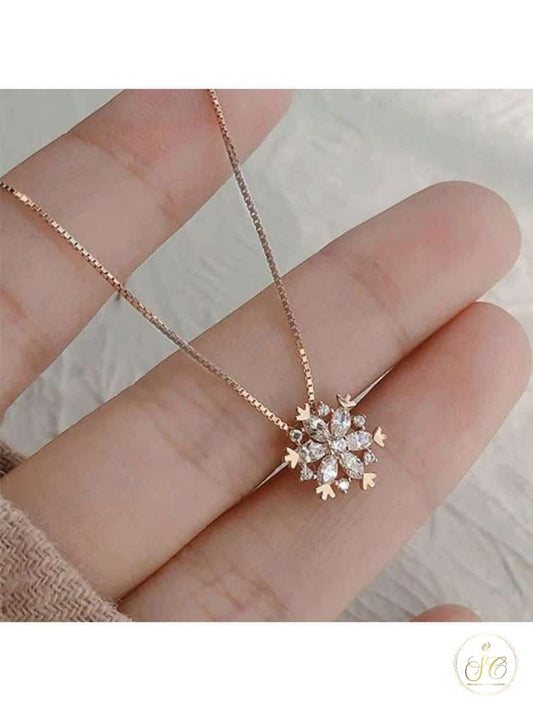 Graceful Korean Style Snowflake Pendant Necklace - SeoulChic.store