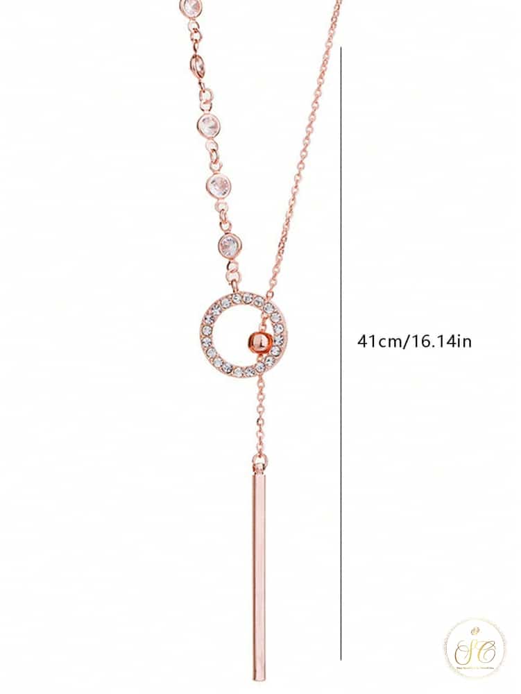 Modern Long Minimalist Rhinestone Round Hollow Pendant Necklace - SeoulChic.store