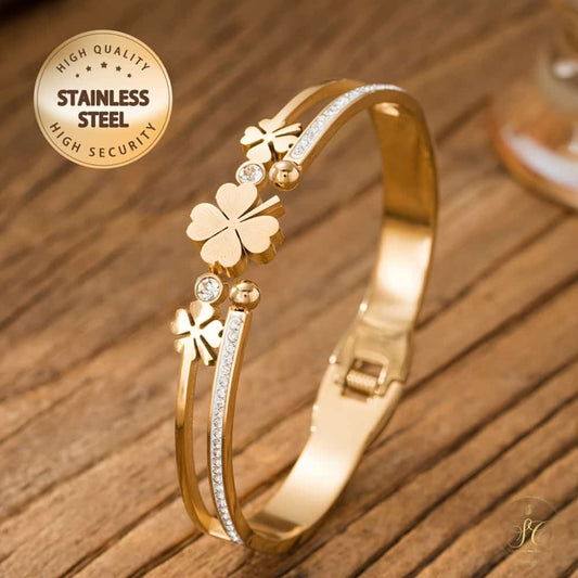 Classic Lucky Clover Cubic Zirconia Bracelet - SeoulChic.store