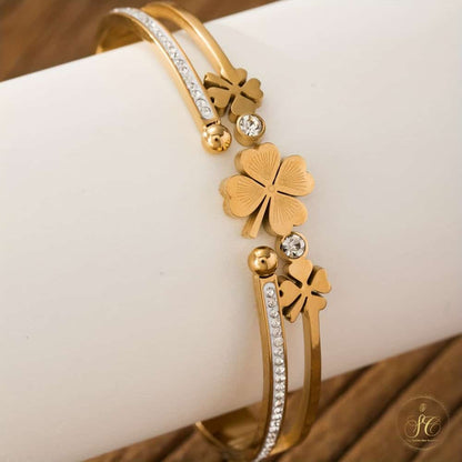 Classic Lucky Clover Cubic Zirconia Bracelet - SeoulChic.store