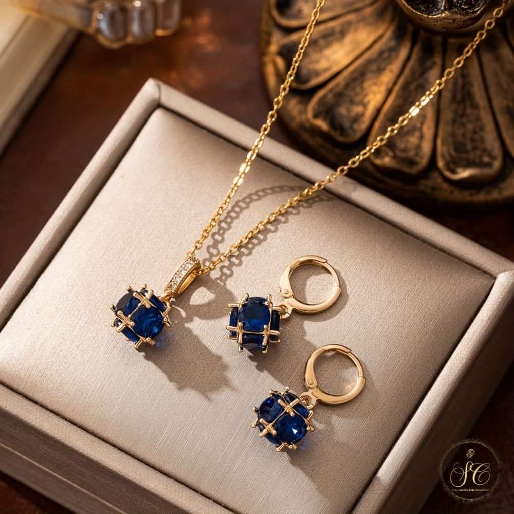 Luxury Luxurious Blue Zirconia Jewelry Set - SeoulChic.store