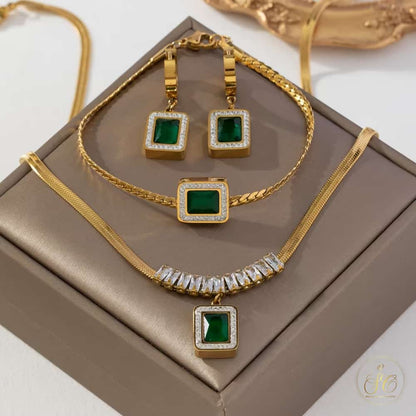 Elegant Luxurious White Tbar Stainless Steel Jewelry Set - SeoulChic.store