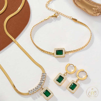 Elegant Luxurious White Tbar Stainless Steel Jewelry Set - SeoulChic.store