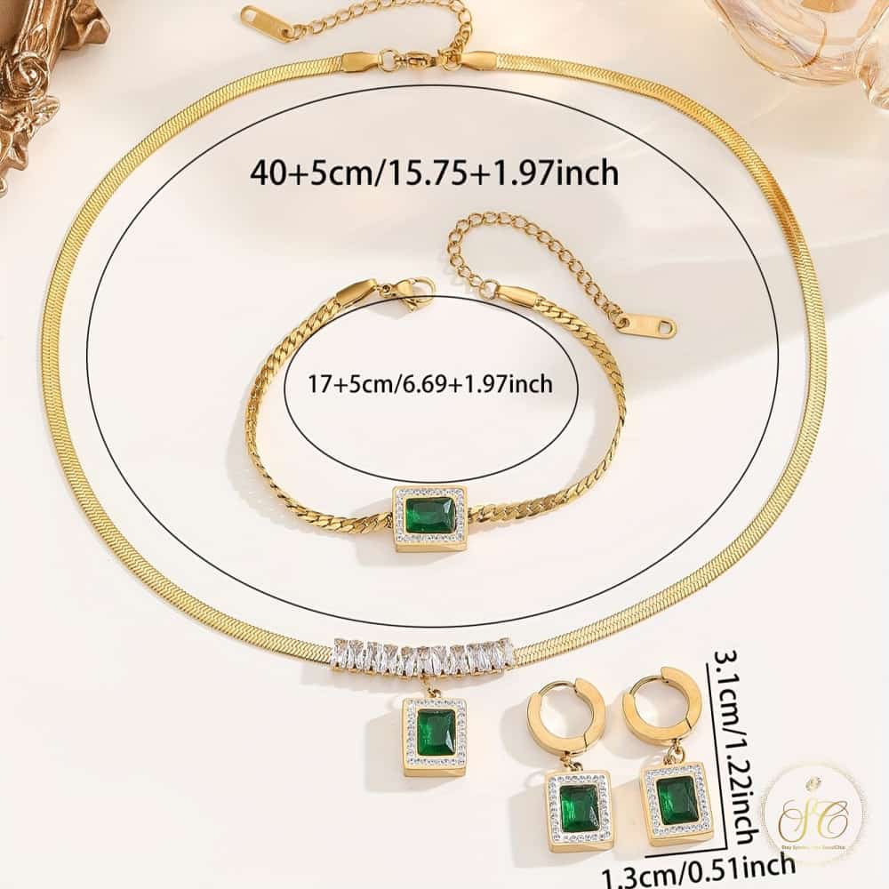 Elegant Luxurious White Tbar Stainless Steel Jewelry Set - SeoulChic.store
