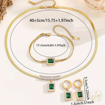 Elegant Luxurious White Tbar Stainless Steel Jewelry Set - SeoulChic.store