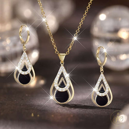 Timeless Luxury Black Teardrop Pendant Jewelry Set - SeoulChic.store