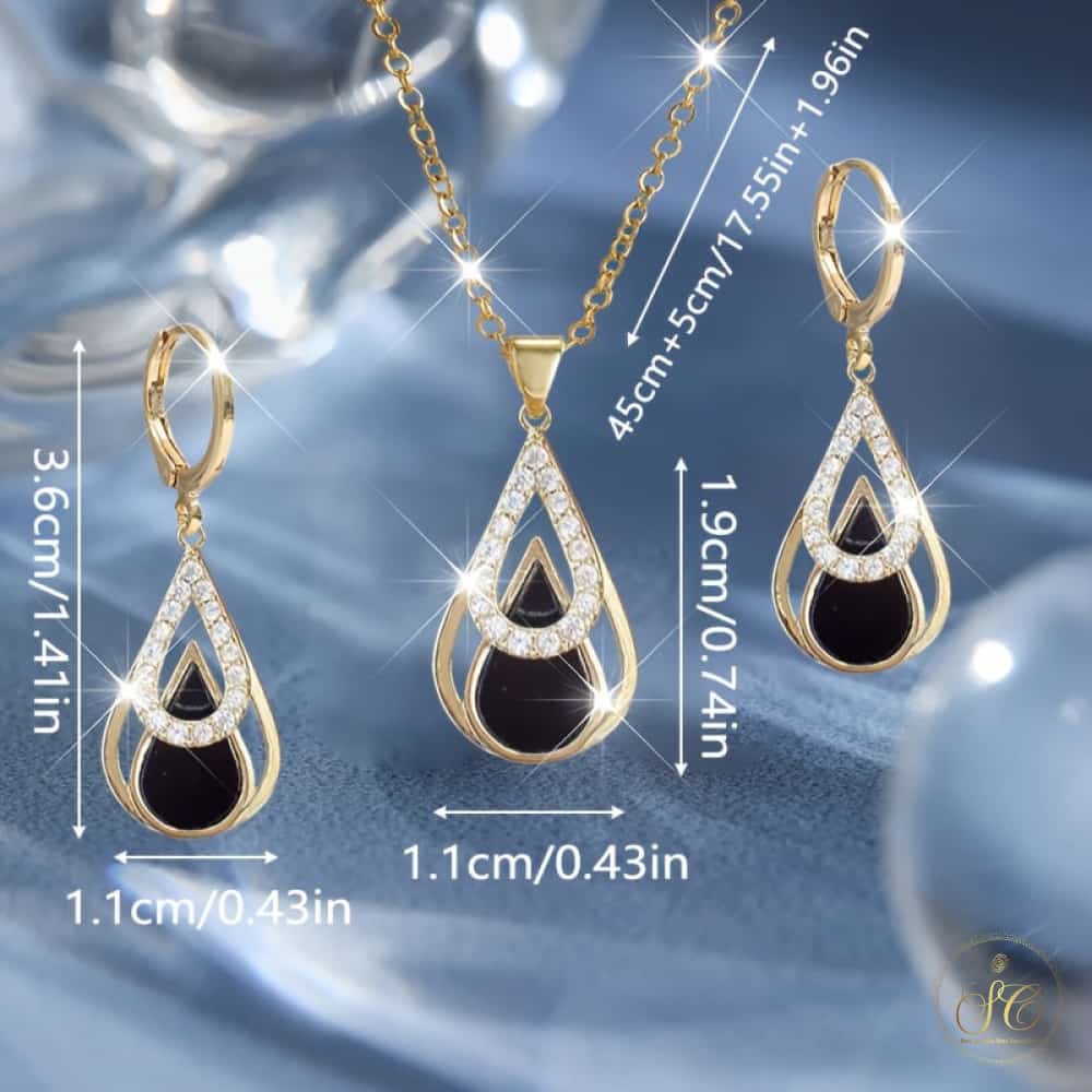 Timeless Luxury Black Teardrop Pendant Jewelry Set - SeoulChic.store