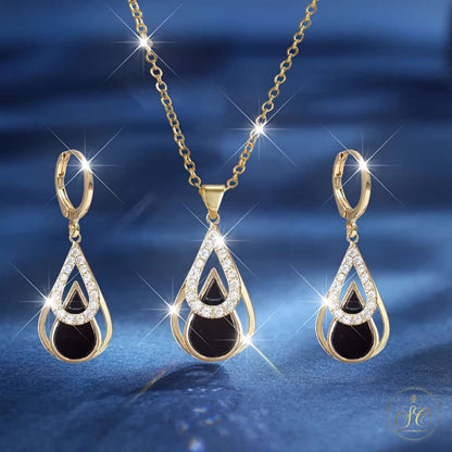 Timeless Luxury Black Teardrop Pendant Jewelry Set - SeoulChic.store