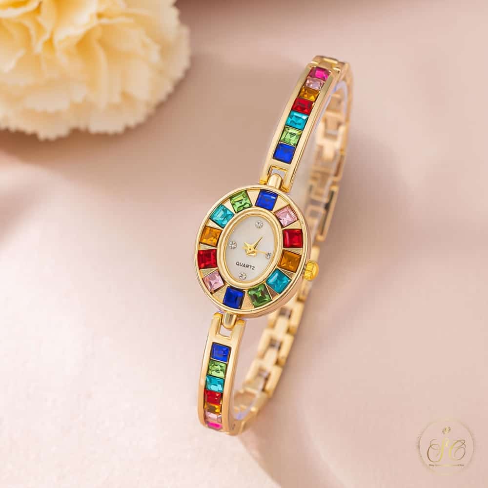 Signature Luxury Rhinestone Jewelry Watch And Bracelet Set - SeoulChic.store