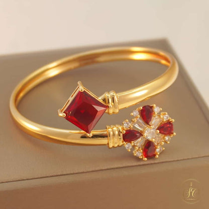 Chic Luxury Vintage Gold And Red Stone Bracelet - SeoulChic.store