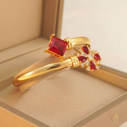 Chic Luxury Vintage Gold And Red Stone Bracelet - SeoulChic.store
