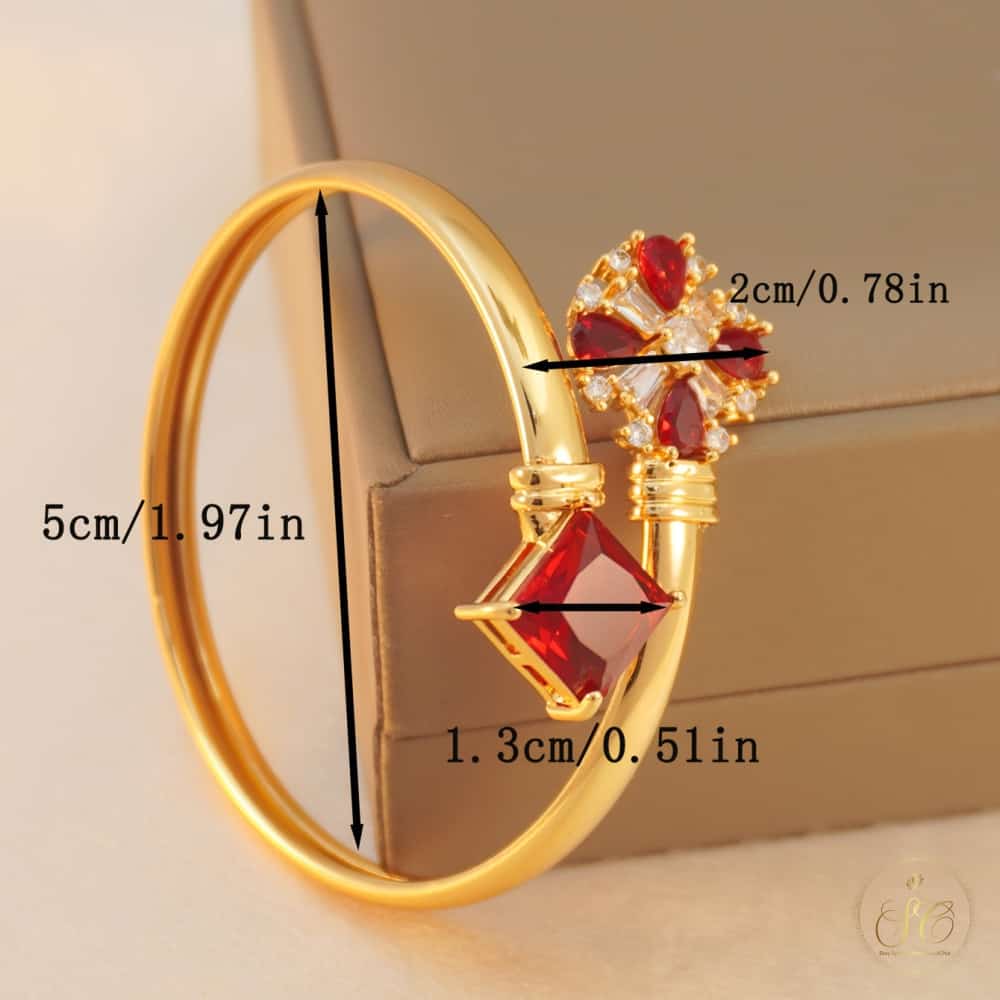 Chic Luxury Vintage Gold And Red Stone Bracelet - SeoulChic.store