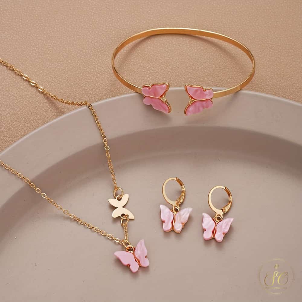 Modern Minimalist Korean Butterfly Jewelry Set - SeoulChic.store