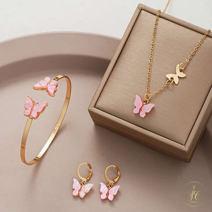 Modern Minimalist Korean Butterfly Jewelry Set - SeoulChic.store