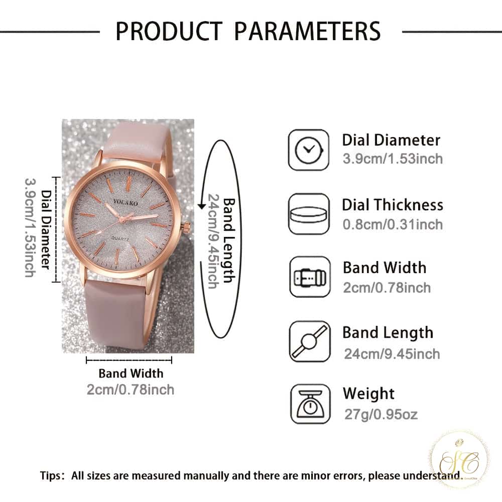 Classic Minimalist Round Watch And Shiny Heart Jewelry Set - SeoulChic.store