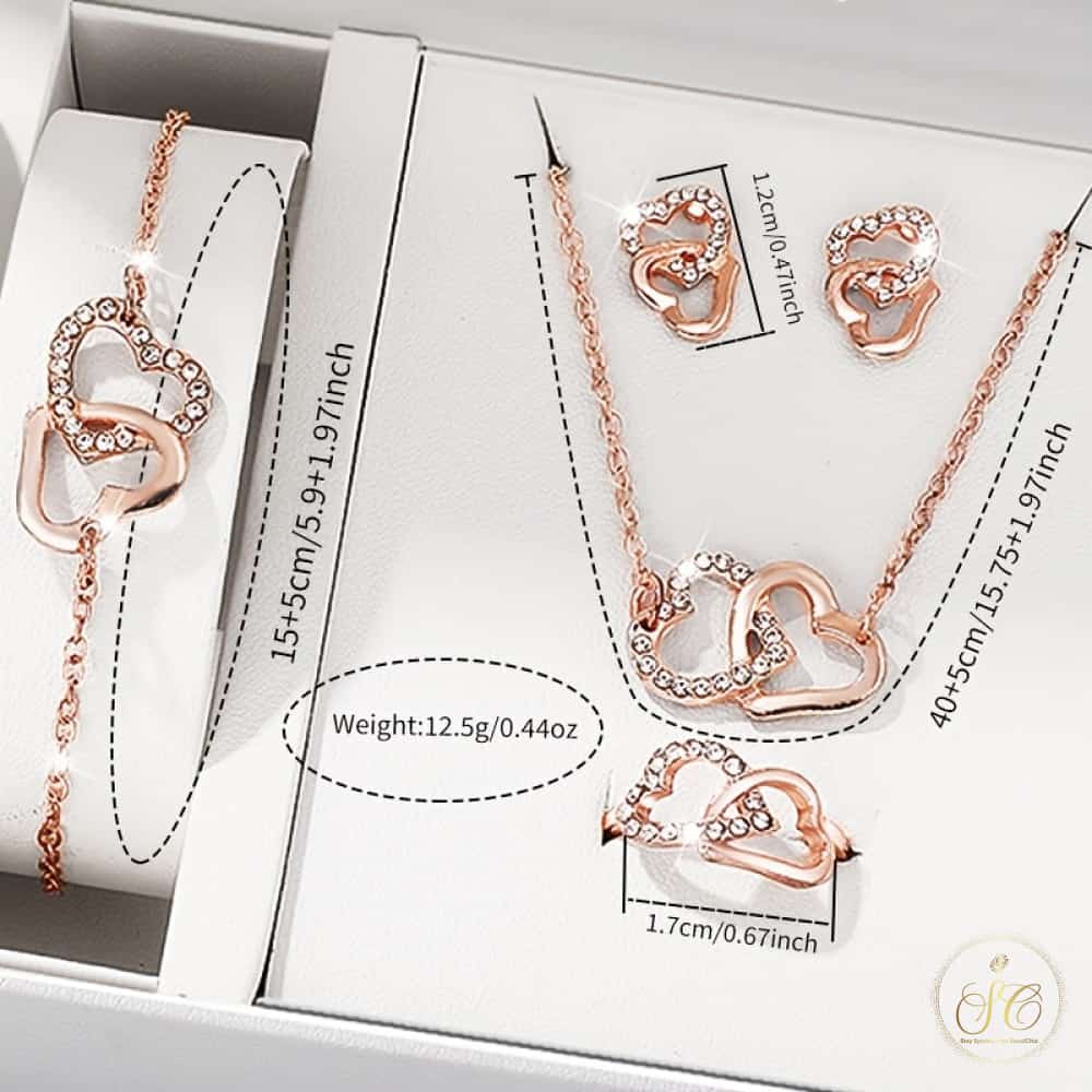 Classic Minimalist Round Watch And Shiny Heart Jewelry Set - SeoulChic.store