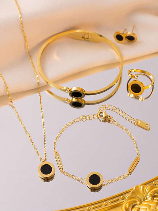 Luxury Minimalist Stainless Steel Roman Numerals Jewelry Set - SeoulChic.store